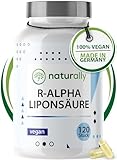 naturally R Alpha Liponsäure Kapseln [für 4 Monate] 120 Stück 300 mg R Alpha Liponsäure hochdosiert - Made in Germany, vegan, alpha gbc, nac