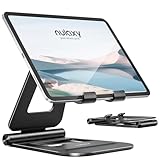 Nulaxy Aluminium Doppelter Faltbarer iPad Ständer, Voll Verstellbare Desktop-Tablet-Halter, Zubehör für Büro Kindle Kompatibel mit Mobilen Geräten iPad Pro/Air/Mini, iPhone Pro/Max/Plus, Schwarz