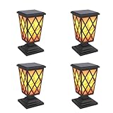 Lancoon 4-Pack Solar Power Lichter im Freien flackernde Flammen Wasserdichte Landschaft Dekoration Beleuchtung Nacht Auto Ein/Aus Sicherheitsflamme Lichter für Yard Garden Pathway Patio