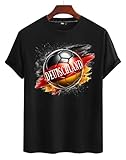 RMK T-Shirt Herren Shirt Kurzarm Basic Rundhals Deutschland Germany WM EM aus Baumwolle T.0793 Schwarz-Mitte 3XL