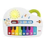 FISHER-PRICE Babys erstes Keyboard - tragbares Spielzeugklavier mit 4 Spielmöglichkeiten, Liedern, Lichtern und Geräuschen, spielerisches Lernen, spricht deutsch, ab 6 Monaten/ 1 Jahr, GFK01