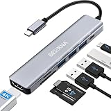 USB C Hub, 7 in 1 USB-C Hub Multiport Adapter mit PD100W, 4K HDMI, 5Gbps USB 3.0, 3*USB A, SD/TF Kartenleser, USB C Dock Splitter Kompatibel für MacBook Air/Pro Galaxy iPhone15, iPad, Galaxy, Laptop