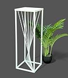 DanDiBo Blumenhocker Metall Weiß Eckig 70 cm Blumenständer Beistelltisch 96566 Blumensäule Design Modern Pflanzenständer Pflanzenhocker