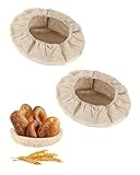 HSIXHAF 2 Stück Proofing Basket Cloth Liner, Leineneinsatz für Brot Gärkörbchen, Proofing Tuch, Brot Proofing Korb Stoff, Natural Rattan Basket Cover, für Brot Gärkörbchen Gärkorb