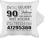 Kissenbezug - 90 Jahre - Du wirst von Herzen geliebt | 90. Geburtstag | 90 Jahre Geburtstagsgeschenke | 90ter Geburtstagsgeschenke für Oma und Opa - 50 x 50 cm - Weiß - 90.geburtstag kissen zum