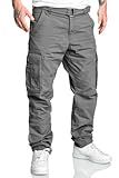 REPUBLIX Herren Cargohose Loosefit Jogger Chino Hose Inkl. Gürtel R7028 Dunkelgrau W33