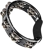 Meinl Percussion Headliner Hand Tambourine - 2-reihiges Tamburin - Mit gebogenem Griff - ABS Kunststoff / Vernickelter Stahl, Schwarz / Silber (TMT1BK)