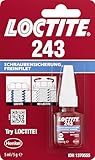 LOCTITE 243 Schraubensicherung, universell einsetzbarer Kleber für die Sicherung von Schrauben, mittelfeste Schraubensicherung für Metallgewinde, Flüssigkleber für z. B. Pumpen, 1x5ml