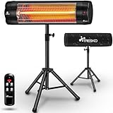 TRESKO Infrarot Heizstrahler 2500W mit Fernbedienung | Wärmestrahler elektrisch mit 3 Heizstufen | Terrassenstrahler Innen & Außen | Infrarotstrahler höhenverstellbar