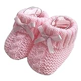 Nursery Time Unisex Baby Weiche,gestrickte Stiefeletten mit Bogen 116-354,1 Paar Gestrickte Stiefel 1 0-3 Monate Rose