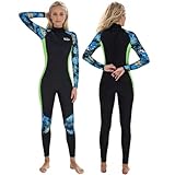 Yikayin Neoprenanzug Damen Lang, 3/2mm Neopren Tauchanzug Rückenreißverschluss, Neoprenanzug Lange Ärmel Thermal zum Schnorcheln, Kajakfahren, Surfen, SUP - Grün XS