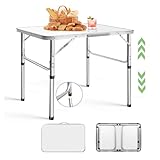 HSHa Buffettisch Tisch Klappbar Campingtisch Klapptisch Verstellbare Höhe 33/70cm, Camping-Aluminiumtisch für 4 Personen, Leicht, Tragbar, Gartentisch Reisetisch bis 15kg