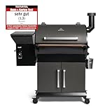 BURNHARD Pelletsmoker FLINT, Räucherofen 70°C - 230°C, Pelletgrill inkl. Edelstahlroste, Holzschneidebrett, 2 Temperaturfühler und Abdeckhaube, Smoker