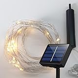 Swsdee Solar Lichterkette,Aussen 1M 100 LED Lichterschweif,Wasserfall Lichterkette 8 Modi Solar Lichterbündel,Outdoor Kupferdraht Weihnachtsdeko Lichterkette für Gießkanne Pflanzen Balkon Garten Deko