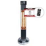 Korona 60000 Standheizstrahler Outdoor | Elektrisch | Für Terrasse, Balkon und Garten | Carbon-Heizelement | 2.000 Watt | Timer 24 Std. | Fernbedienung | Kippschutz