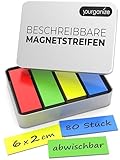 YOURGANIZE® Magnetstreifen beschreibbar | 80 Stück, 60x20 mm | Magnetschilder zum Beschriften | Für Kühlschrank, Whiteboard & Tafel | Magnetstreifen