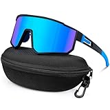 MELLIEX Sport Sonnenbrille Herren Damen, Polarisiert Fahrradbrille, UV400 Schutz Laufbrille, HD Ansicht Rutschfeste Schnelle Brille für MTB Rennrad Radfahren Laufen, Blau