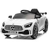 LEADZM Kinder Elektroauto Mercedes Benz AMG mit 12V Kinderauto Elektrisch 2,4G-Fernbedienung, Elektrofahrzeuge 2-türig mit MP3, Musik, Hupe, LED-Leuchten (Weiß)