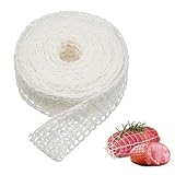 Cosswe Schinkennetz weiß Bratennetz Rollbratennetz Räuchernetz Fleischnetz Für Rollbraten Netz Baumwoll Netzoom Aufbewahren Braten Kochen Von Fleisch, Bratennetz Kaliber 16 Elastische(5m)
