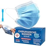 S&S-Medical 100 Stück Medizinische OP Masken Typ IIR EN14683 zertifiziert – 3-lagige chirurgische Einwegmasken, CE-zugelassenes Medizinprodukt, BFE ≥ 98%, atmungsaktive Mundschutzmasken | Hellblau