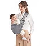 Tragetuch Baby, Mumgaroo Babytrage Neugeborene ab Geburt, On the Go Multifunktionale, für Babys von 0 bis 36 Monaten, Kleinkinder bis 15kg (grau)
