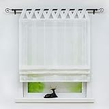 Joyswahl Raffrollo halbtransparentes Unifarbiges Bändchenrollo mit Längsstreifen »Thea« Schals mit Schlaufen Fenster Vorhänge BxH 80x140cm Weiß 1er Pack