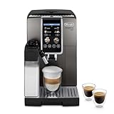 De'Longhi Dinamica Plus ECAM380.95.TB, Kaffeevollautomat mit LatteCrema Milchsystem, One-Touch-Cappuccino, mit 24 Rezepten, 3,5-Zoll TFT-Farbdisplay, 1450W, Titan/Schwarz