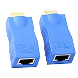 HDMIExtender, HDMI zu RJ45 NetzwerkkabelVerlängerungskonverter Repeater über Cat 5e 6 6e1080p bis zu 30 m Verlängerung für HDTV PS4 STB 4K 2K, benötigt reines Kupfer Cat 5e 6 6e Draht,