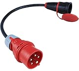 NWP Adapter 16A 400V Stecker Starkstrom auf 230V Schuko Kupplung - IP44-3x2,5mm² Gummischlauchleitung