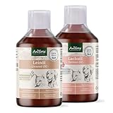 AniForte Barf-Öl Set 2 mit je 500ml Leinöl & Lachsöl für Hunde & Katzen– Naturprodukte ohne Zusätze, 100% reine Futteröle für Fell & Haut oder als nährstoffreicher Barf Zusatz, Barf Öl mit Omega 3 & 6