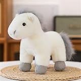 AQCQDQ Kuscheltier Pferd, Cute Plüschtier Pferd, Weiche Flauschig Pony Stofftier Puppe, Simulation Pferde Kuscheltier Schlafkissen Geschenk Für Mädchen Home Shop Dekorationen (Weiß)
