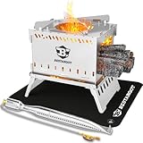 Bestargot Hobo Kocher Camping Holzofen mit Brennerrohr und Feuerfeste Tasche, Tragbarer Campinggrill, Steckbarer Campingkocher für Grillen und Kochen, Outdoor Kocher für Camping Balkon Garten