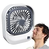 Small Desk Fan – USB-Tischventilator, Mini-Tischventilator, leise Kühlluft, quadratischer Ventilator, wiederaufladbarer USB-Schreibtischventilator, Neigungskopf-Design
