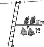 Türbeschlag-Set für Scheunentür mit Bodenrollen, Rundrohrschiene für Regal, Zuhause und Büro, Schienengröße 100 cm