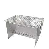 ETZRYSYB Grill Tragbarer Klappbarer BBQ Grillofen Outdoor Edelstahl Mini Grillnetz Kartentyp Brennholzöfen Grillrost Campingkocher
