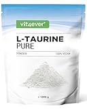 vit4ever Taurin Pulver - 1000 g (1 kg) - Optimale Löslichkeit - Vegan - 99% Reinheit - Laborgeprüfte Premium Qualität - L-Taurin Aminosäure