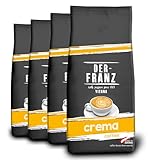 DER-FRANZ Kaffee Crema, Intensität 4/5, 100% Arabica, ganze Kaffeebohnen, 4 x 1000 g