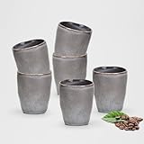 Tassen 6er Set im Landhausstil - Schöne Steingut Kaffeetassen in 240ml für Cappuccino Kaffee Tee - Außergewöhnliche Kaffeebecher spülmaschinenfest und mikrowellengeeignet als Geschenk