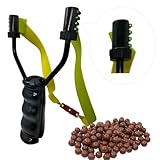 Luoyer® Zwille Steinschleuder Profi für Jagd Slingshot Schleuder Set mit Gummiband mit Seitlicher Zielhilfe Sportschleuder Katapult für Erwachsener Outdoor inkl Tonkugeln (Flachgummi)