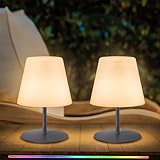 NiceBuy LED Tischleuchte Kabellos Mini Outdoor Set Tischlampe Kabellos Dimmbar Klein Tischlampe Akku Aufladbar USB Weiss,Warmweiß 8 Farben RGB,Wasserfest IP44 FüR Camping Kinder Indoor(Grey)