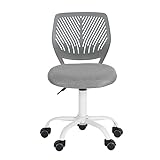 FurnitureR Moderner Verstellbarer Bürostuhl ohne Armlehnen für Junge Lernende, Ergonomisch Verstellbarer Schreibtisch-Drehstuhl für das Schreiben zu Hause, Grau