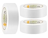3 x Colorus PVC Abdeckband PLUS 38 mm x 33m weiß gerillt | Schutzband selbstklebend für Putzarbeiten | Leicht abreißbar, formstabil | Putz-Klebeband für glatte und leicht raue Oberflächen