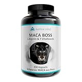 Maca Boss, Schwarzes Maca aus Peru mit L-Arginin, Magnesium und vieles mehr, 200 Kapseln, Vegan