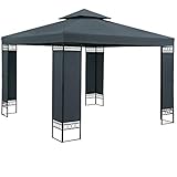 Casaria® Pavillon Lorca 3x3m Metall Wasserabweisend UV-Schutz 50+ mit Seitenteile Stabil Gartenpavillon Modern Anthrazit