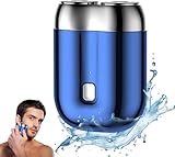 2025 Neu Tragbarer Mini Rasierer Elektrischer, IPX7 Wasserdichter Multifunktionaler Mini Trockenrasierer Herren Elektrisch, Kapsel Rasierer Zakscheerapparaat, Tiefenreinigung Shaver Men (Blau)