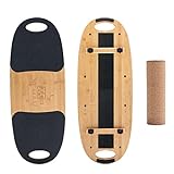 XCMAN Balance Board in Bambus mit verstellbaren Stoppern 3 Verschiedene Distanzmöglichkeiten Surf Balance Board für Surfen, Skifahren, Snowboarden, Skateboardtraining