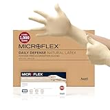 MICROFLEX Daily Defense Einweg-Latexhandschuhe, Naturlatex, Mehrzweckhandschuhe für Reinigung, tägliche Pflege und Lebensmittelzubereitung, Naturlatex-Farbe, Größe M, 1000 Stück