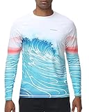 VAYAGER Herren Schwimmshirts UPF 50+ Rashguard Langarm Schnelltrocknendes T-Shirt Locker sitzendes Wasser Angeln UV-Schutzshirts(Weiß Blau M)