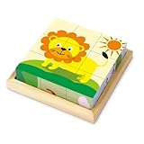 Würfelpuzzle Holz, 6 in 1 Tier-Motive Holzpuzzle Montessori Spielzeug mit 9 Würfel Holzspielzeug, 3D Bilderwürfel Holz Puzzlespiele Holzwürfel Puzzle, Lernspielzeug Geschenk für Kinder ab 2 3 4 Jahre