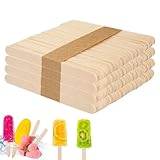 400 Stück Eisstiele Holz - Holzspachtel, Eisstäbchen Holz, Eisstiele aus Holz zum Basteln, Eisstäbchen für DIY Kinder, 114 * 10 * 2 mm